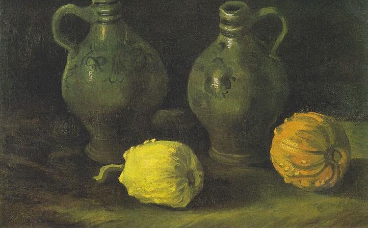 Vincent Van Gogh Still life with two jugs and pumpkins